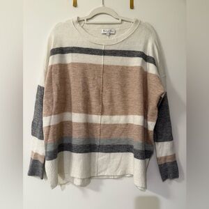 Michael Stars Cream, Tan and Gray Striped Sweater